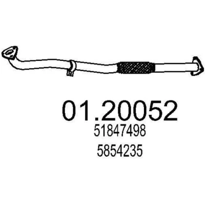 Immagine di MTS 01.20052 Tubo gas scarico 1000 anteriore per silenziatore centrale SAAB: 9 3 Station Wagon, Sedan, Cabrio, FIAT: Croma II Wagon