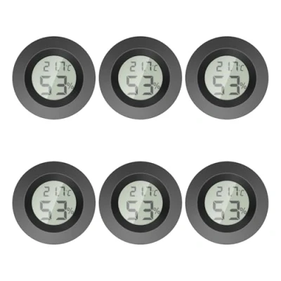 Immagine di Gvolatee Mini Termometro Ambiente Interno, Digitale Igrometro Umidità Casa, Alta Precisione Misuratore Ambiente, Rotondo Termometri per Ambienti, Umidita e Temperatura (6Pezzi Nero)