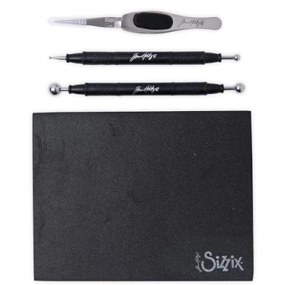 Immagine di Sizzix Tim Holtz Shaping Kit 665304 Scrapbooking And Cardmaking Paper Sculpting Set (Black) Modellatura Biglietti, Carta, Nero, Taglia unica