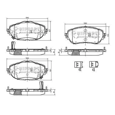 Immagine di NIPPARTS N3602150 Kit pastiglie freno Assale anteriore TOYOTA: Auris Station Wagon, Hatchback, Corolla XI Sedan