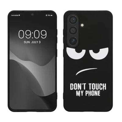 Immagine di kwmobile Cover Compatibile con Samsung Galaxy S24 Custodia in Silicone TPU Protettiva Soft Case Don&#039;t touch my phone bianco/nero