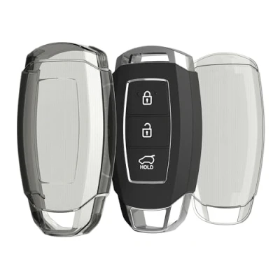 Immagine di kwmobile Custodia Chiave Auto Compatibile con Hyundai 3 tasti Keyless Go Cover Guscio Telecomando Macchina TPU Morbido Case Trasparente nero/trasparente