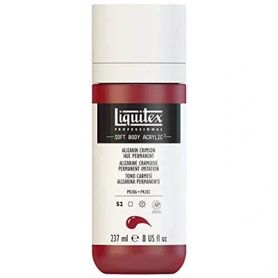Immagine di LIQUITEX 8870299 Vernice acrilica professionale Soft Body consistenza ricca e opaca, altamente pigmentata, resistente alla luce all&#039;invecchiamento, 237 ml Alizarina carminio permanente imit p