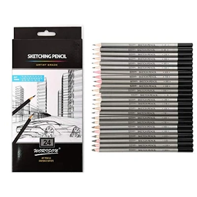 Immagine di 24 Pezzi Matita da Disegno Set, a Grafite Matite Schizzo 9H 8H 7H 6H 5H 4H 3H 2H H FB 2B 3B 4B 5B 6B 7B 8B 9B 10B 11B 12B 14B