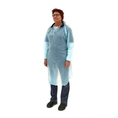 Immagine di Romed azzurro Grembiule monouso Grembiuli con maniche 10 Pezzi