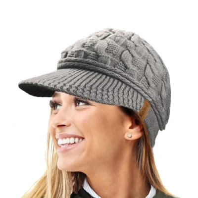 Immagine di TOSKATOK Berretto Invernale da Donna con Visiera in Maglia a trecce Warm R80 Teddy Foderato Pile