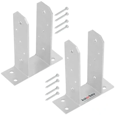 Immagine di KOTARBAU® 2 supporti per pali da 70 mm, TT zincato a caldo, in acciaio tasselli, ancoraggio calcestruzzo, legno, di recinzione metallo quadrati