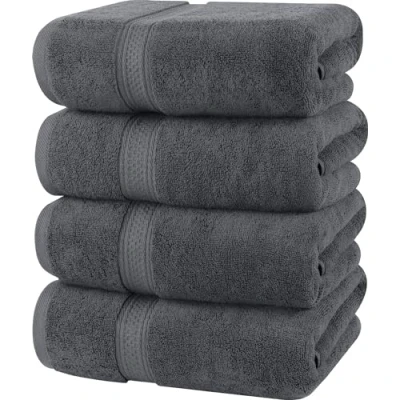 Immagine di Utopia Towels 4 Set Asciugamani da Bagno (69 x 137 cm) in Cotone per Hotel e Spa, Massima Morbidezza assorbenza (Grigio)