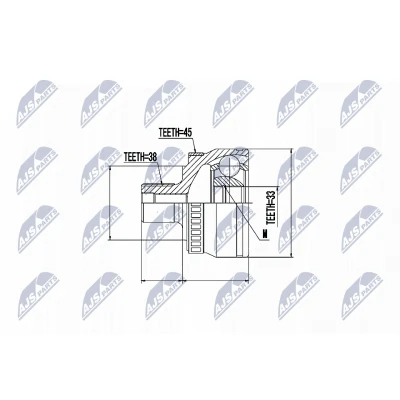 Immagine di NTY NPZ AU 046 Kit Giunto Omocinetico lato ruota con anello di sicurezza interno AUDI: A4 B7 Avant, B6 Sedan
