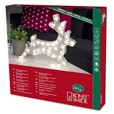 Immagine di Konstsmide 2787 103 Renna luminosa decorativa a LED, con effetto stelle, 32 diodi luce bianca calda, trasformatore interno 24 V, cavo trasparente