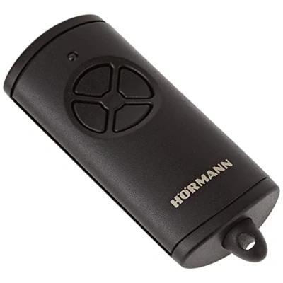 Immagine di Telecomando Hörmann HSE4 BS con 4 funzioni a pulsante, portachiavi, tecnologia wireless BiSecur, (per porta di garage, cancello d&#039;ingresso, ecc.), nero 4511736, confezione da 1 pz.