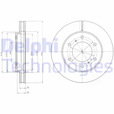 Immagine di DELPHI BG4257 Disco freno 294 28 6 ventilato Oleato non trattato senza cuscinetto ruota, anello sensore ABS MITSUBISHI: L200 / Triton IV Pick up