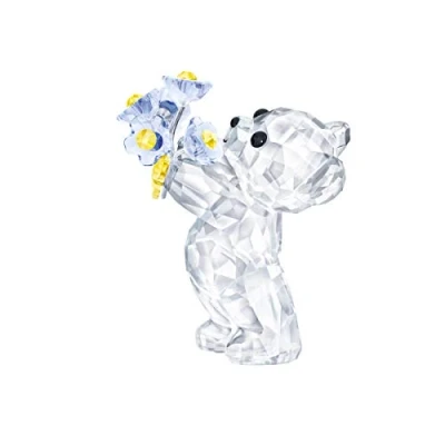 Immagine di Swarovski Orsetto Kris Non ti Scordar di Me, in Cristallo BrillanteSwarovski con Fiori Azzurro e Giallo