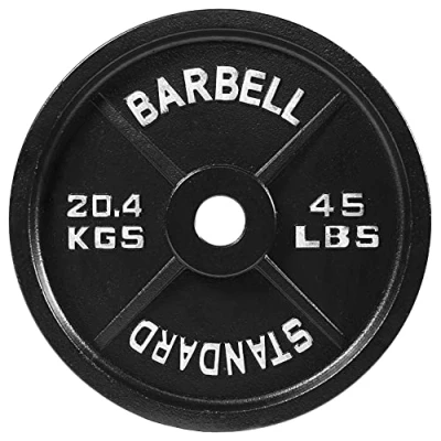Immagine di BalanceFrom Piastra in ghisa per allenamento di forza e sollevamento pesi, dimensione olimpica, centro 5,1 cm, singolo 4,5 kg