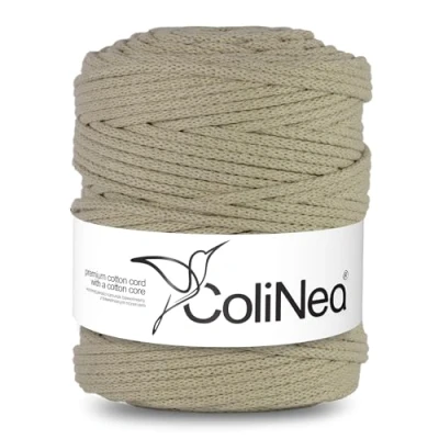 Immagine di ColiNea corda di cotone con anima in 5 mm 200 m intrecciata macramè giardino artigianato fai da te (Beige chiaro)