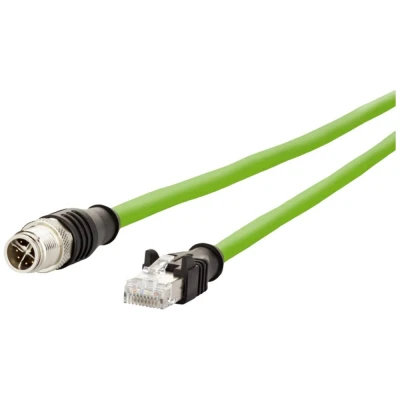 Immagine di Metz Connect 142M2X15020 M12 cavo di rete, patch CAT 6A S/FTP 2.00 m Verde guaina in PUR, resistente agli acidi, allozono, ai raggi