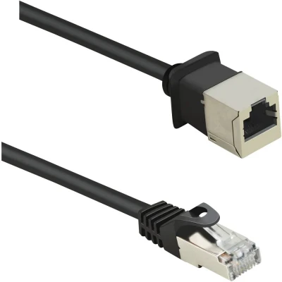 Immagine di Renkforce RF 4394127 RJ45 cavo di rete, patch CAT 5e F/UTP 5.00 m Nero Prolunga con protezione, contatti connettor
