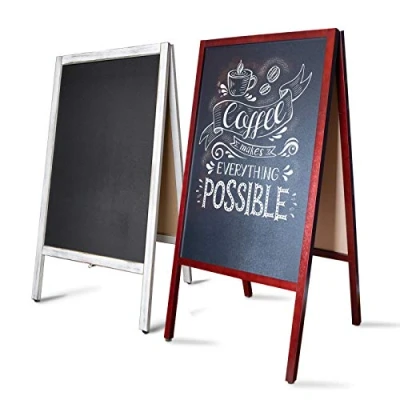 Immagine di lavagna in legno pieghevole da scrivere sui 2 lati, con cornice legno, per ristoranti, antivento, pubblicitaria scrivere, 81 x 50,8 4,5 cm, colore marrone