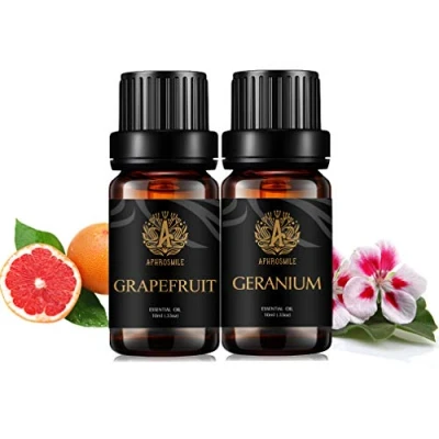 Immagine di Aromaterapia geranio olio essenziale Set per diffusore, 2X10ml 100% puri pompelmo oli essenziali Humidifier geranio,pompelmo Set, olio, puro kit