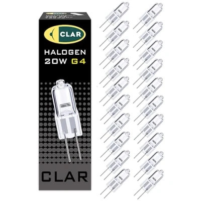 Immagine di CLAR Lampadina Alogena G4 12V 20W, Lampadine Alogene Cappa Cucina Mini Faretto (Pack 20)