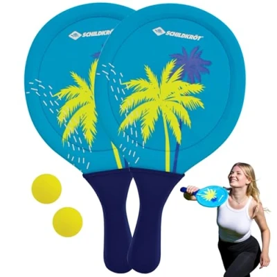Immagine di Schildkröt Set da Spiaggia in Neoprene, 2 Racchette e Palline Borsa a Rete, Ottimo Rimbalzo per Tutta la Famiglia, 970158