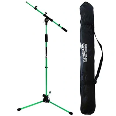 Immagine di Keepdrum MS106 Supporto per microfono con asta e base in metallo + borsa il trasporto, colore: Verde