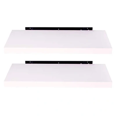 Immagine di EUGAD Mensola a Muro Set da 2, 60cm, Mensole Librerie Parete Scaffale MDF Stile rétro Ripiano Portaoggetti, Bianco, 0049QJ 2
