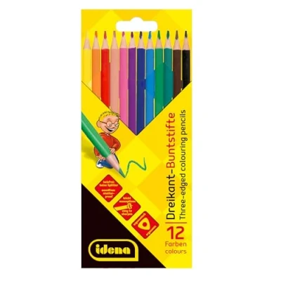 Immagine di Idena 20133 Pastelli in 12 Colori, matite Colorate Senza Legno Forma ergonomica Triangolare, confezionate Scatola di Cartone, Multicolore