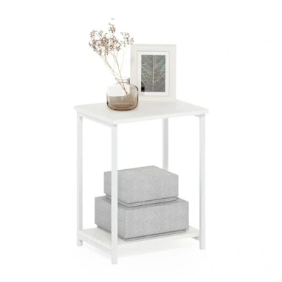 Immagine di Furinno Simplistic tavolino Industriale con Struttura in Metallo, Legno ingegnerizzato, Bianco/Bianco, 2 Livelli, 1 Confezione