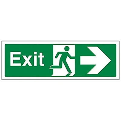 Immagine di VSafety Exit Freccia Destra Cartello Paesaggio, 300 mm x 100 mm, in vinile autoadesivo