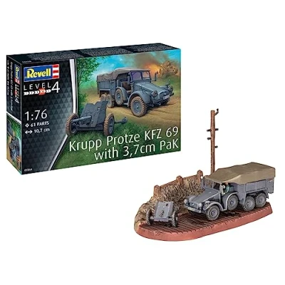 Immagine di Revell 03344 Krupp Protze KFZ 69 con 3,7 cm Pak 1:76 Scale Model Kit, Multicolore