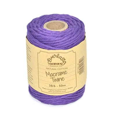 Immagine di Everlasto Rocchetti da 50 m, in morbido cotone colorato, per macramè, 4 mm circa, colore: viola