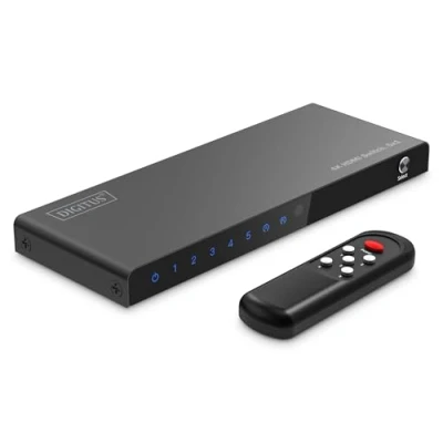 Immagine di DIGITUS DS 55332 Switch HDMI 5x1 5 In 1 Out UHD 4K/60 Hz HDTV: 3840 x 2160p HDCP 2.2 &amp; 2.0 HDR, CEC, Deep Color, DTS, Dolby Digital, LPCM Per TV, Monitor, PS5, PS4, Xbox