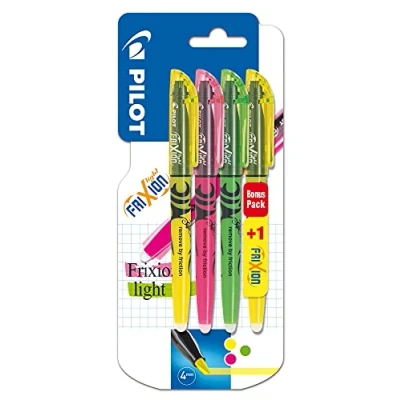 Immagine di Pilot Pen 4136B4 Evidenziatori Frixion, confezione da 4 pezzi, cancellabili, verde, rosa e 2 gialli