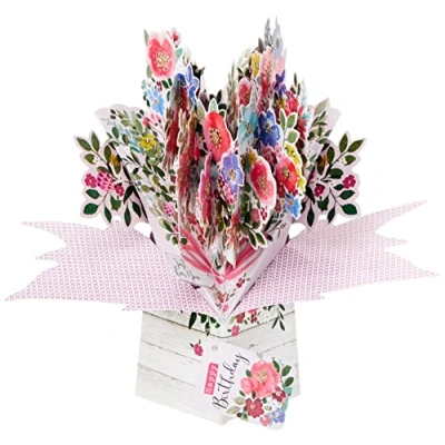 Immagine di Second Nature pop up biglietto di compleanno con fiori