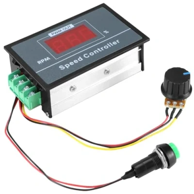 Immagine di QWORK® DC 6 60V 30A, regolatore di velocità del motore PWM con display a LED e interruttore start stop