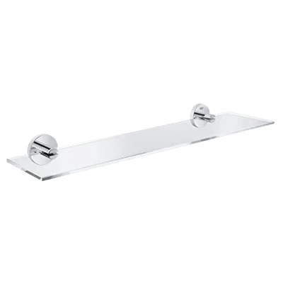 Immagine di Ripiano in vetro GROHE Start QuickFix con supporti acciaio inossidabile (metallo e vetro, fissaggio nascosto, viti tasselli inclusi, facilissimo da montare QuickGlue), 530 mm, 41202DC0