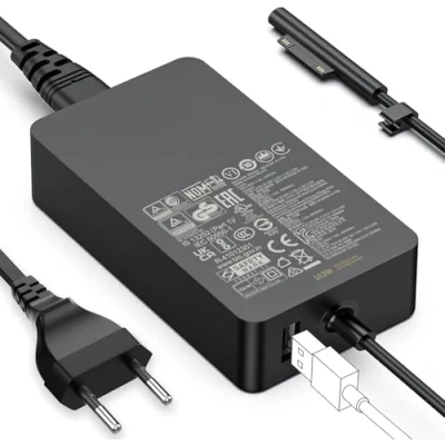 Immagine di Surface Pro Caricatore da 102 W, per Book1/2/3, 3/4/5/6/7+/8/9, Laptop 1/2/3/4/5, Go/Go2/Go3, Go 1/2/3, Studio