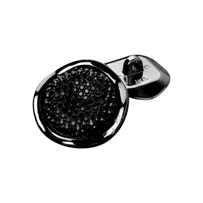 Immagine di Anjing 12 bottoni rotondi lucidi con bordo ondulato in resina strass per cucire neri 30 mm