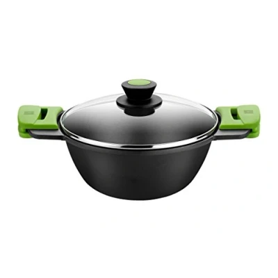 Immagine di Bra Prior Padella concava, 28 Centimetri, con Coperchio in Vetro, Maniglie Silicone, Compatibile tutti i tipi di cucine.