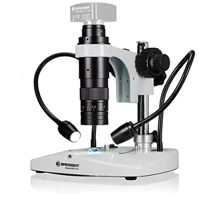 Immagine di Bresser microscopio DST 0745 Zoom 0,7X 4,5X per digitale e ultramacro con fotocamera supporto C fino a 1/2&quot; sensore luce anteriore trasparente, bianco 5808100