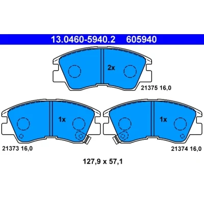 Immagine di ATE 13.0460 5940.2 Kit pastiglie freno con segnalatore acustico usura MITSUBISHI: PAJERO 1, L200 II Pick up, 1 Canvas Top