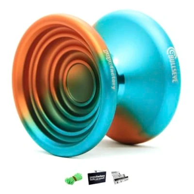 Immagine di YoyoFactory Bullseye Yo Arancio/Turchese (Trucchi del Dna, Yoyo in Metallo, Corde, Cuscinetti a Sfera e Istruzioni Incluse)