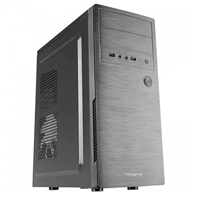 Immagine di Tacens 2INITIOX, Case per PC ATX Mid Tower, Ventola Laterale 12 cm, Frontale Alluminio Spazzolato, Acciaio, Nero