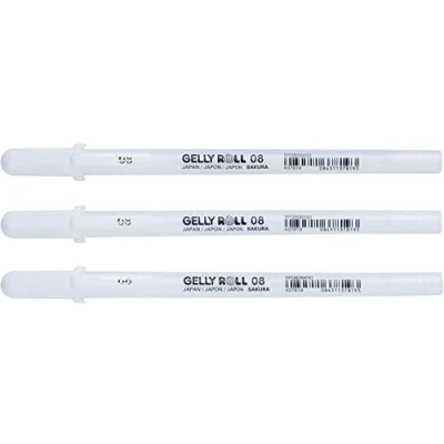 Immagine di Sakura, penna a punta media Gelly Roll, inchiostro bianco, confezione da 3