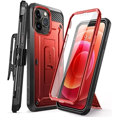 Immagine di SUPCASE Unicorn Beetle Pro Custodia a fondina robusta per iPhone 13 da 6,1&quot; (2021), colore: Rosso metallizzato