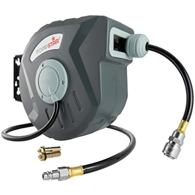 Immagine di Poppstar avvolgitubo ad aria compressa (tubo: 10m + 1m, diametro interno 5/16&quot;(8x12mm), 1/4&quot;BSPT), arrotolatore con riavvolgimento automatico per tubi d&#039;aria