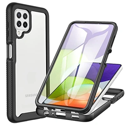 Immagine di CENHUFO Cover Samsung A22 4G /M22 /M32 4G, Custodia Antiurto 360 Gradi con Protezione Schermo Rugged Doppia Bumper Trasparente Case Fronte Retro per Galaxy 4G/ M22/ M32 Nero