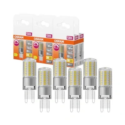 Immagine di OSRAM LED PIN Lampe aus klarfarbenem Kunststoff, mit 4.4 W für 600 lm, warmweißes Licht 2700 K, multicolor, Retrofit Stecksockel G9, CRI 80, EEK D, dimmbar, 6 Pack