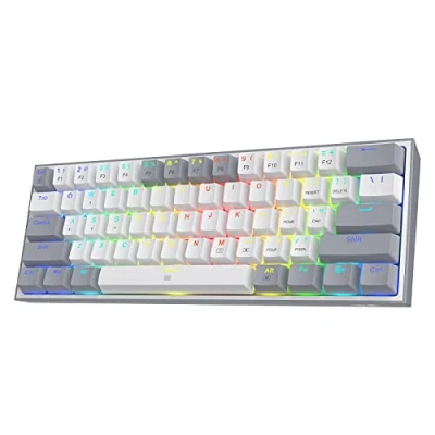 Immagine di Redragon K617 Tastiera di Gioco RGB cablata 60%, meccanica compatta 61 tasti, interruttore lineare rosso, supporto driver Pro (Grigio)